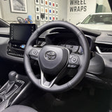 Toyota Corolla (2019+) Steering Wheel Wrap – Black Smooth Leather, Black stitch