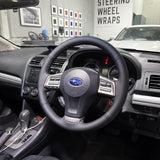 Subaru Impreza / XV (2012–2017) Steering Wheel Wrap – Black Leather, Black stitch