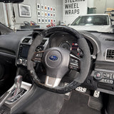 Subaru WRX / STI VA (2015–2021) Steering Wheel Wrap – Forged Carbon top / Black Alcantara Perforated sides, Black stitch