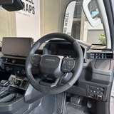 Toyota HiLux 9th Gen Steering Wheel Wrap – Black Alcantara, Black Perforated Leather Sides, Black stitch