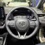 Toyota Corolla (2019+) Steering Wheel Wrap – Black Smooth Leather, Black stitch