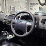 Toyota HiLux 7th Gen (2005–2015) Steering Wheel Wrap – Black Smooth Leather, Black stitch
