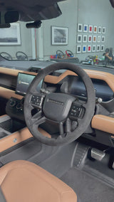 Land Rover Defender Steering Wheel Wrap – Black Alcantara, Black stitch