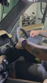 Land Rover Defender Steering Wheel Wrap – Black Alcantara, Black stitch