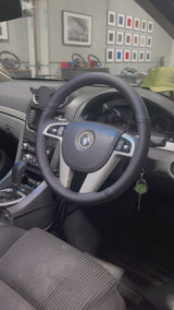 Holden Commodore VE (2006–2013) Steering Wheel Wrap – Black Perforated Leather, Black stitch