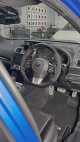 Subaru WRX / STI VA (2015–2021) Steering Wheel Wrap – Forged Carbon top / Black Alcantara Perforated sides, Black stitch