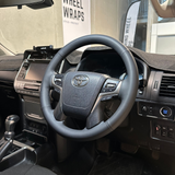Toyota LandCruiser 200 Series Steering Wheel Wrap – Black Smooth Leather, Black stitch